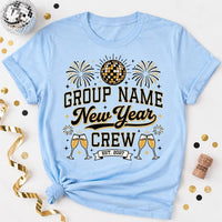 Personalized New Year Group Shirt, Custom Crew Name Tee, Matching Holiday Sweatshirt, Disco Ball NYE Party Outfit, Holiday Party Gift