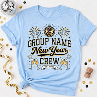 Personalized New Year Group Shirt, Custom Crew Name Tee, Matching Holiday Sweatshirt, Disco Ball NYE Party Outfit, Holiday Party Gift