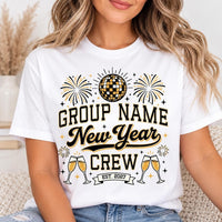 Personalized New Year Group Shirt, Custom Crew Name Tee, Matching Holiday Sweatshirt, Disco Ball NYE Party Outfit, Holiday Party Gift