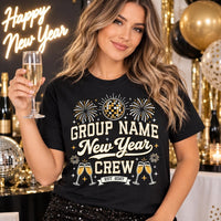 Personalized New Year Group Shirt, Custom Crew Name Tee, Matching Holiday Sweatshirt, Disco Ball NYE Party Outfit, Holiday Party Gift