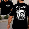 Personalized Til Death Couple Shirt, Custom Last Name Date Tee, Gothic Skull Hoodie, Halloween Wedding Shirt, Anniversary Gift, Front Back
