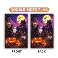 Haunted House Halloween Garden Flag, 12x18 Inch Double Sided Yard Flag, Spooky Porch Decor, Pumpkin Ghost Outdoor Decor, Halloween Gift