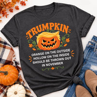 Trumpkin Halloween Shirt, Political Satire Pumpkin Tee, Funny Quote T-Shirt, Orange Hollow November Fall Graphic Top, Sarcastic Gift