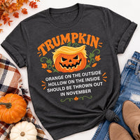 Trumpkin Halloween Shirt, Political Satire Pumpkin Tee, Funny Quote T-Shirt, Orange Hollow November Fall Graphic Top, Sarcastic Gift