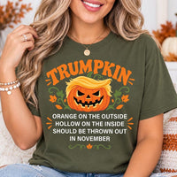 Trumpkin Halloween Shirt, Political Satire Pumpkin Tee, Funny Quote T-Shirt, Orange Hollow November Fall Graphic Top, Sarcastic Gift