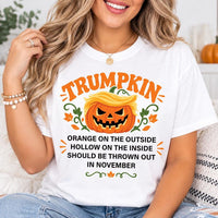 Trumpkin Halloween Shirt, Political Satire Pumpkin Tee, Funny Quote T-Shirt, Orange Hollow November Fall Graphic Top, Sarcastic Gift