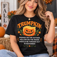 Trumpkin Halloween Shirt, Political Satire Pumpkin Tee, Funny Quote T-Shirt, Orange Hollow November Fall Graphic Top, Sarcastic Gift