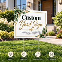 Custom Design Yard Sign - Coroplast Personalized Yard Sign, Custom Lawn Sign, Custom Upload Your Own Design Yard Sign with Metal H-Stake