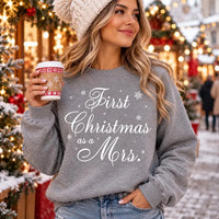 Personalized First Christmas as a Mrs Sweatshirt, Custom Newlywed Christmas Tee, Elegant Script Mrs Holiday Shirt, Gift for New Bride