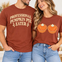 Personalized Funny Thanksgiving Shirt, Custom Pumpkin Pie Eater Tee, Retro Thanksgiving Sweatshirt, Fall Party Gift Idea, Couples Gift