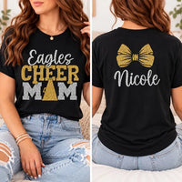 Personalized Glitter Cheer Mom Shirt, Custom Sparkle Team Tee, Team Mascot Glitter Sweatshirt, Cheerleading Gift Idea, Fan Gift, Front Back