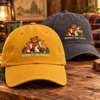 Personalized Respect the Locals Embroidered Hat, Custom Woodland Animal Baseball Cap, Low Profile Dad Hat, Nature Gift, Everyday Cap Gift