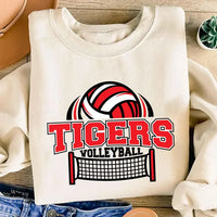 Personalized Team Volleyball Sweatshirt, Custom Mascot Name Sport Shirt, Net and Ball Graphic Sweatshirt, Volleyball Mom Gift, Team Gift