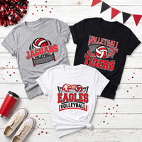 Personalized Team Volleyball Sweatshirt, Custom Mascot Name Sport Shirt, Net and Ball Graphic Sweatshirt, Volleyball Mom Gift, Team Gift