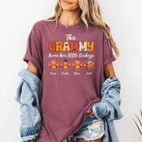 Personalized Grammy Thanksgiving Tee, Grandma Turkey Shirt, Patterned Grammy Bubble Letters, Fall Gift for Grandma, Thanksgiving Gift
