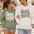 Personalized Merry and Bright Sweatshirt, Custom Moody Christmas Hoodie, Groovy Retro Holiday Top, Couples Matching, Christmas Gift for Her