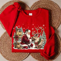 Personalized Santa Christmas Sweatshirt, Custom Reindeer Tee, Vintage Retro Holiday Shirt, Christmas Morning Gift, Stocking Stuffer