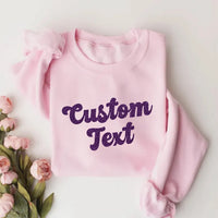 Custom Glitter Text Sweatshirt, Personalized Vintage Script Tee, Retro Sparkle Lettering Top, Shimmer Name Outfit, Birthday Gift for Her