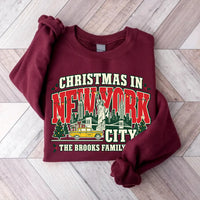 Personalized Christmas New York Sweatshirt, Custom Family Vacation Tee, NYC Christmas Skyline, Matching Family Trip Shirt, Gift for Her