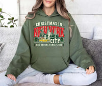 Personalized Christmas New York Sweatshirt, Custom Family Vacation Tee, NYC Christmas Skyline, Matching Family Trip Shirt, Gift for Her