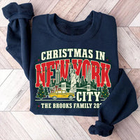 Personalized Christmas New York Sweatshirt, Custom Family Vacation Tee, NYC Christmas Skyline, Matching Family Trip Shirt, Gift for Her