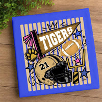 Personalized Mascot Spirit Shirt, Custom Number Football Tee, Collegiate Pennant Game Day Crewneck, Friday Night Outfit, Sports Fan Gift