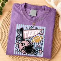 Personalized Mascot Spirit Shirt, Custom Number Football Tee, Collegiate Pennant Game Day Crewneck, Friday Night Outfit, Sports Fan Gift
