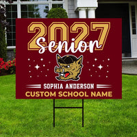 Personalized Senior 2027 Yard Sign, Custom Graduate Name Lawn Decor, Coroplast Yard Sign, Metal H-Stake Included, Graduation Party Decor