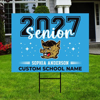 Personalized Senior 2027 Yard Sign, Custom Graduate Name Lawn Decor, Coroplast Yard Sign, Metal H-Stake Included, Graduation Party Decor