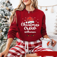 Personalized Christmas Crew Sweatshirt, Custom Name Santa Hat Shirt, Family Matching Tee, Christmas Family Gift, Holiday Party Gift