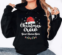 Personalized Christmas Crew Sweatshirt, Custom Name Santa Hat Shirt, Family Matching Tee, Christmas Family Gift, Holiday Party Gift