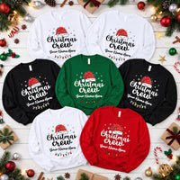 Personalized Christmas Crew Sweatshirt, Custom Name Santa Hat Shirt, Family Matching Tee, Christmas Family Gift, Holiday Party Gift