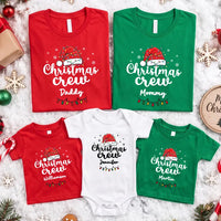 Personalized Christmas Crew Sweatshirt, Custom Name Santa Hat Shirt, Family Matching Tee, Christmas Family Gift, Holiday Party Gift