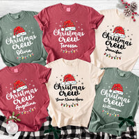 Personalized Christmas Crew Sweatshirt, Custom Name Santa Hat Shirt, Family Matching Tee, Christmas Family Gift, Holiday Party Gift