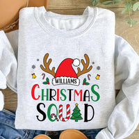 Personalized Christmas Squad Shirt, Custom Name Plate Xmas Tee, Matching Family Sweatshirt, Family Christmas Party Gift, Holiday Gift