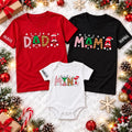 Personalized Family Christmas Shirt, Custom Doodle Name Holiday, Mama Dada Matching Top, Christmas 2026 Outfit, Family Gift, Front Sleeve