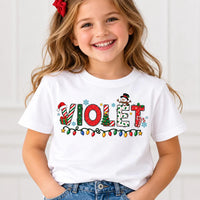 Personalized Christmas Name Shirt For Kids, Custom Name In Alphabet Letters Tee, Toddler Xmas Top, Cute Holiday Gift For Girls Boys