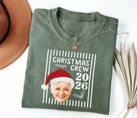 Custom Photo Christmas Crew Shirt, Personalized Face Family Matching Tee 2026, Funny Santa Hat Picture Xmas Top, Holiday Group Gift