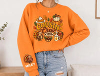 Custom Cousin Crew Thanksgiving Sweatshirt, Kids Turkey Day Shirt, Matching Cousins Fall Top, Name On Sleeve, Family 2026 Gift