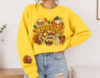 Custom Cousin Crew Thanksgiving Sweatshirt, Kids Turkey Day Shirt, Matching Cousins Fall Top, Name On Sleeve, Family 2026 Gift
