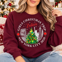 Custom Girls Christmas Trip Sweatshirt, NYC Winter Getaway Crewneck, Matching Besties Trip Shirt, Believe New York City 2026 Top