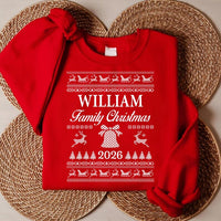 Personalized Family Christmas Sweatshirt, Custom Last Name Sweater Shirt, Matching Family Christmas 2026 Crew, Knit Holiday Gift Top