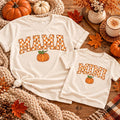 Mama And Mini Matching Shirts, Pumpkin Gingham Fall Family Outfit, Mommy And Me Thanksgiving Tees, Mama Shirt With Mini Bodysuit Gift