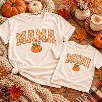 Mama And Mini Matching Shirts, Pumpkin Gingham Fall Family Outfit, Mommy And Me Thanksgiving Tees, Mama Shirt With Mini Bodysuit Gift