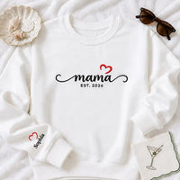 Custom Mama Embroidered Sweatshirt, Grandma Est Year Hoodie, Name on Sleeve Heart Shirt, Personalized Mom Crewneck, Mothers Day Gift