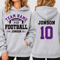 Personalized Football Hoodie, Custom Team Name and Number Sweatshirt, Game Day, Gift for Football Moms, Friday Night Lights Gift, Front Back