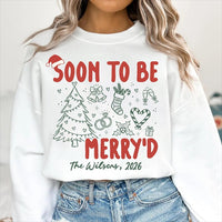 Personalized Soon to Be Merryd Sweatshirt, Custom Family Couple Shirt, Christmas Doodle Tee, Matching Holiday Outfit, Engagement Gift