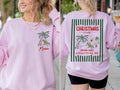 Personalized Tropical Christmas Sweatshirt, Custom Family Name Beach Shirt, Family Vacation Outfit, Holiday Gift, Front Back Print