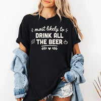 Personalized Most Likely To Shirt, Custom Thanksgiving Phrase Tee, Funny Family Matching Shirt, Thanksgiving Dinner Outfit, Funny Gift