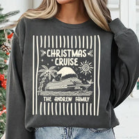 Personalized Christmas Cruise Shirt, Custom Family Name Holiday Tee, Santa Ship Graphic Shirt, Family Vacation Outfit, Cruise Trip Gift